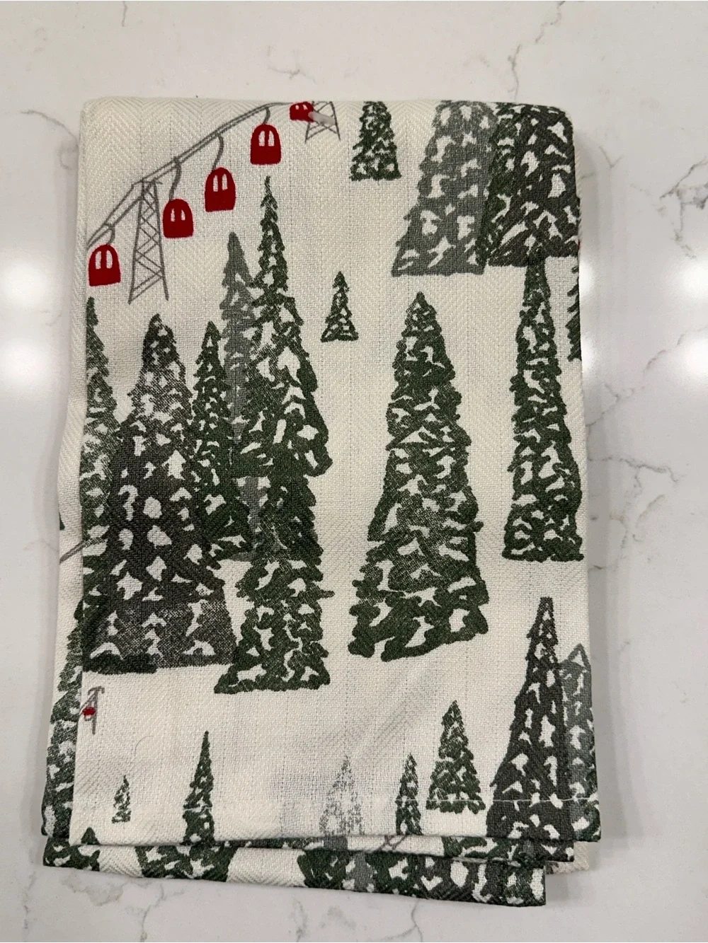 Crate and Barrel Holiday Gondola and Pine Kitchen Towel Set - NWT